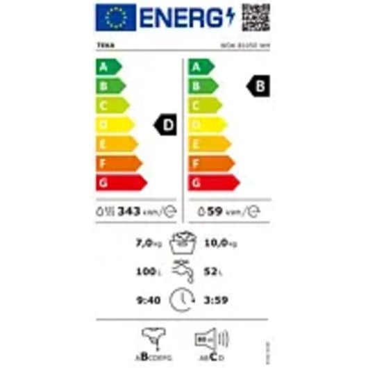 Máquina de lavar e secar roupa Teka 10kg B WDK 81050 WH com motor inversor e função vapor