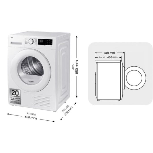 Secadora Condensación Samsung DV90DG52A0TEEC 9kg C WiFi, filtros 2 en 1