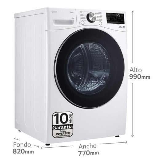 Secadora de condensación LG RH18U8AVCW 18 kg Clase energética D bomba de calor Wi-Fi Inverter XXL