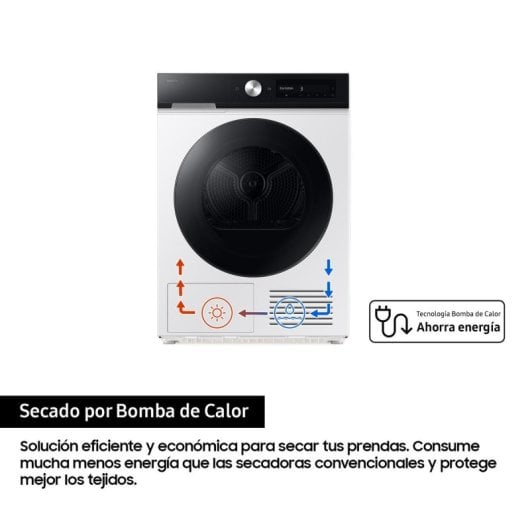 Secadora de bomba de calor Samsung DV90DB7845GEU3 9kg Clase energética A con AI Control y Wi-Fi