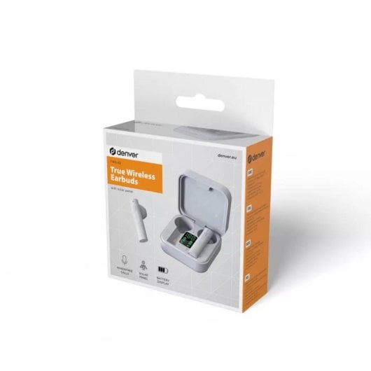 Auriculares Denver TWS-62 inalámbricos Bluetooth para llamadas y música con micrófono integrados blancos