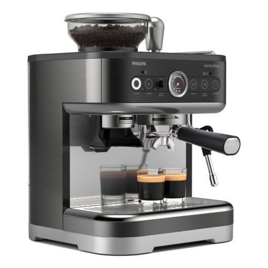 Macchina da caffè semiautomatica Philips Barista Brew PSA3218/10 da 2,3 L e 15 bar con macinacaffè in metallo e lattiera integrata