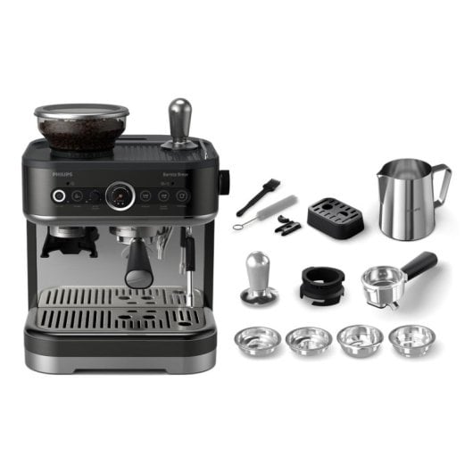 Macchina da caffè semiautomatica Philips Barista Brew PSA3218/10 da 2,3 L e 15 bar con macinacaffè in metallo e lattiera integrata