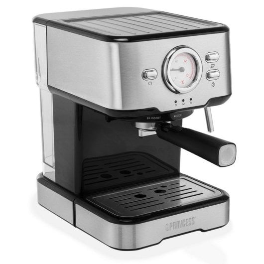 Cafetera Espresso Manual Princess 249415 1.5L 20 bares bandeja calienta tazas cápsulas y café molido