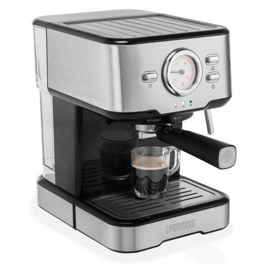 Cafetera Espresso Manual Princess 249415 1.5L 20 bares bandeja calienta tazas cápsulas y café molido