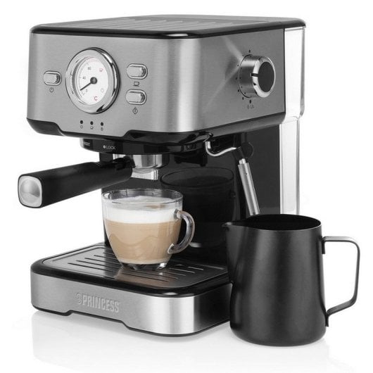 Cafetera Espresso Manual Princess 249415 1.5L 20 bares bandeja calienta tazas cápsulas y café molido