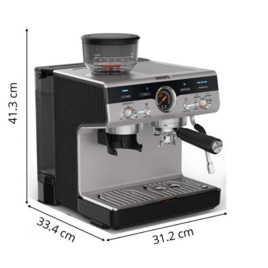 Krups Precision XP801T10 Espressomaschine, 3 l, 15 bar, integriertes Mahlwerk, Dampflanze