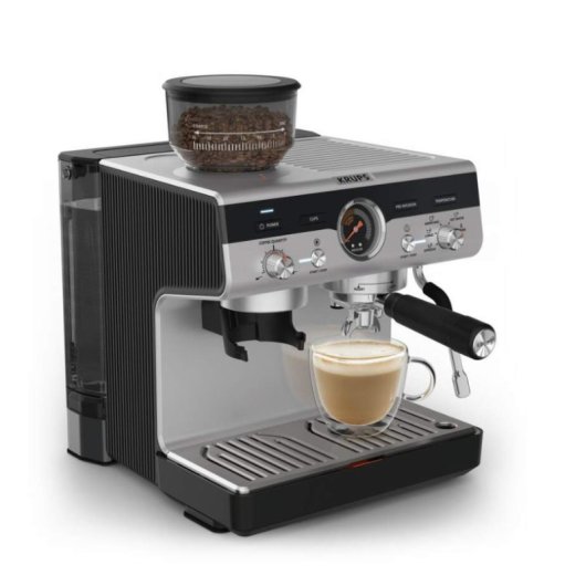 Krups Precision XP801T10 Espressomaschine, 3 l, 15 bar, integriertes Mahlwerk, Dampflanze