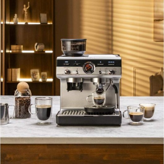 Krups Precision XP801T10 Espressomaschine, 3 l, 15 bar, integriertes Mahlwerk, Dampflanze