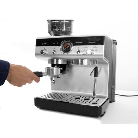Krups Precision XP801T10 Espressomaschine, 3 l, 15 bar, integriertes Mahlwerk, Dampflanze