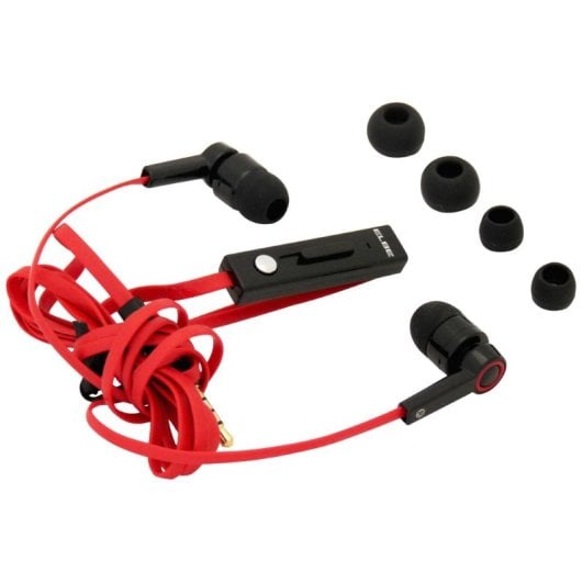 Auriculares Elbe AUR10MIC con cable, manos libres, micrófono integrado y control de volumen, rojos