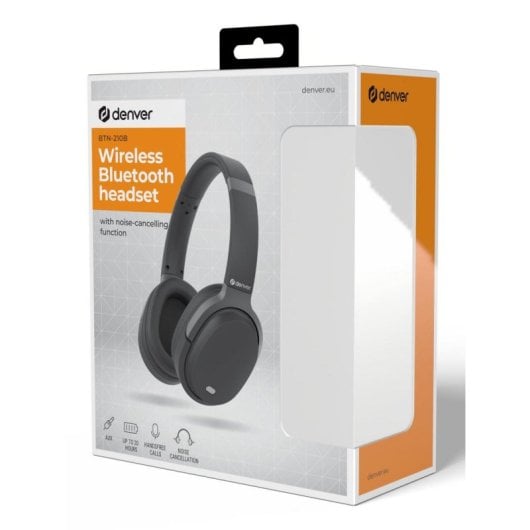Casque Bluetooth sans fil/filaire Denver BTN-210B avec microphone antibruit actif, noir