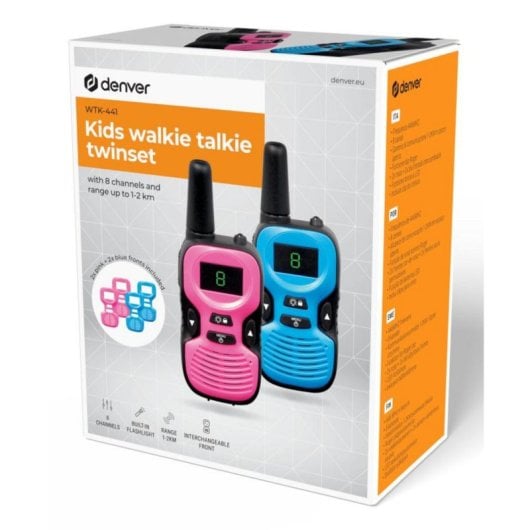 Walkie Talkie Denver WTK-441 8 canales 2000 m FRS AAA Clip Cinturón Niños Pack 2