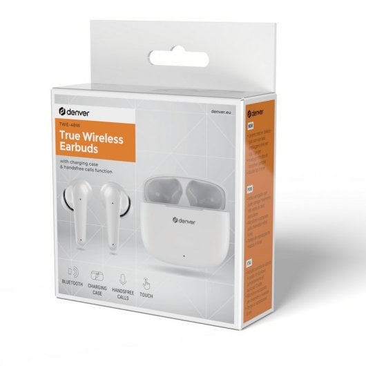 Auriculares Denver TWE-48W inalámbricos True Wireless Bluetooth para llamadas y música blancos