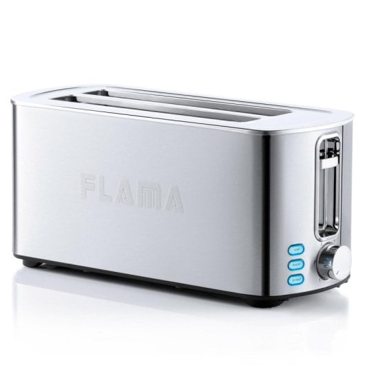 Tostapane Flama 969FL in acciaio inox a 2 fette, 1400 W, fessura lunga