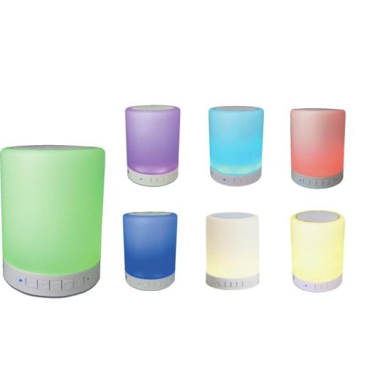 Altoparlanti Denver cilindrici wireless e cablati 3W Bluetooth FM LED MicroSD