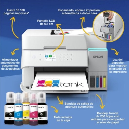 Multifunción Epson EcoTank ET-4856 Inyección de tinta Color WiFi Ethernet Dúplex LCD ADF