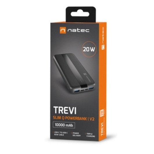 Powerbank NATEC Trevi Slim Q V2 10000 mAh Polímero de litio Power Delivery Quick Charge Negro