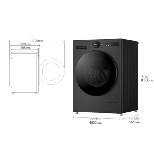 Lavadora LG F4X7009TBB 9 kg Carga Frontal 1400 rpm A Negra Wi-Fi AI Direct Drive TurboWash