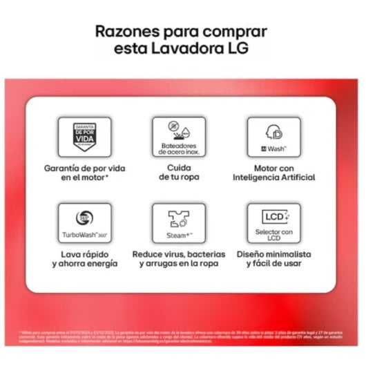 Lavadora LG F4X7009TBB 9 kg Carga Frontal 1400 rpm A Negra Wi-Fi AI Direct Drive TurboWash