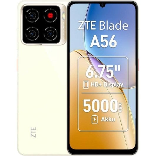 ZTE Blade A56 4 Go 64 Go 6,75" LCD 90Hz 4G Dual SIM Triple Caméra 5000 mAh IP54 Android 15 Or