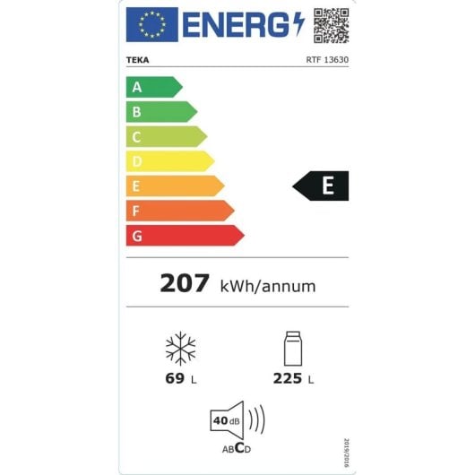 Frigorífico Teka Dois Portas 176cm 294L E Branco FreshBox Iluminação LED
