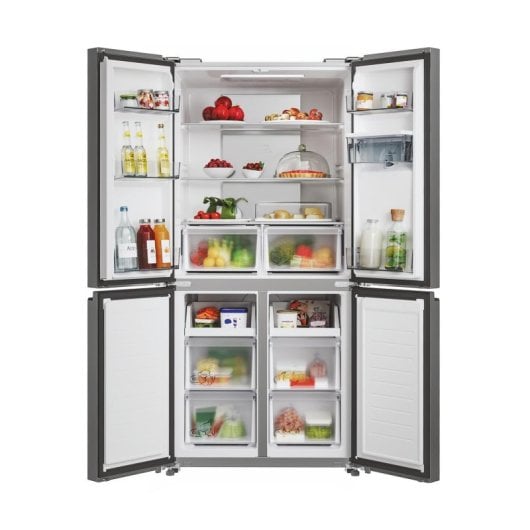 Frigorífico Candy Puerta francesa 181,5cm 463L E Plata No Frost Display Agua