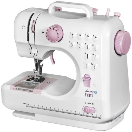 Lucznik Máquina de Coser Mini Semiautomática Blanca/Rosa