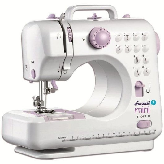 Lucznik Máquina de Coser Mini Semiautomática Blanca/Rosa