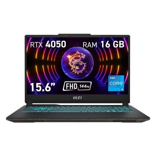Portátil MSI Cyborg 15 A13VE-840XES 15.6" Intel Core i5-13420H 16GB 512GB SSD RTX 4050 6GB Negro