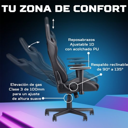 Acer Predator Rift Go Gaming-Stuhl, Schwarz/Blau, 120 kg, 1D Armlehnen, Stahlrahmen