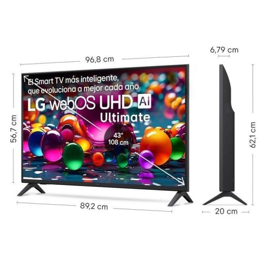 TV LG LED 43UA74006LA 43" 4K UltraHD 60Hz Smart TV WebOS HDR10 Sem Moldura