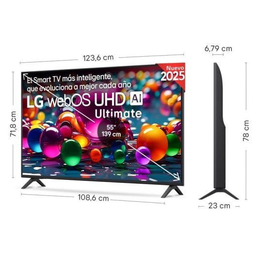 Téléviseur intelligent LG LED 55UA7LB.AEU 55" 4K Ultra HD WebOS AirPlay2 HDR HDMI 2.1 sans cadre