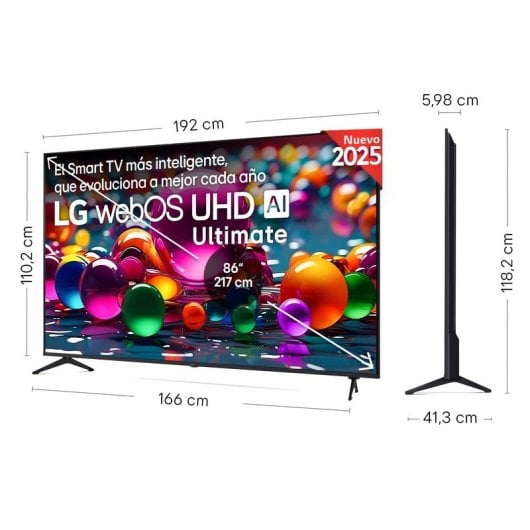 Téléviseur intelligent LG LED 86UA7LB.AEU 86" 4K Ultra HD WebOS AirPlay 2 HDR HDMI 2.1 sans bordures