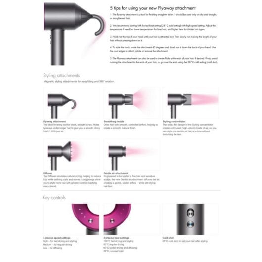 Secador de pelo iónico profesional con 5 accesorios y control térmico de precisión
