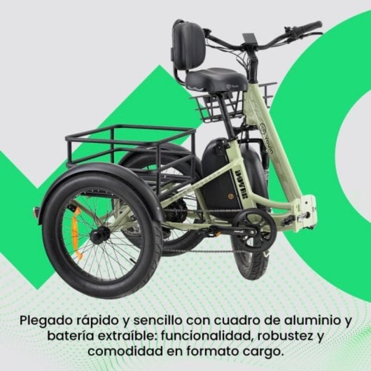 Bicicleta eléctrica YOUIN Dover BK6000 triciclo plegable motor central 250W 100 km autonomía