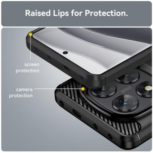 Capa Almofadada para Smartphone com Design de Fibra de Carbono, Silicone de Alta Qualidade e Policarbonato