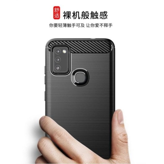 Funda para móvil diseño fibra de carbono silicona TPU y policarbonato esquinas reforzadas