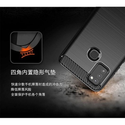 Funda para móvil diseño fibra de carbono silicona TPU y policarbonato esquinas reforzadas