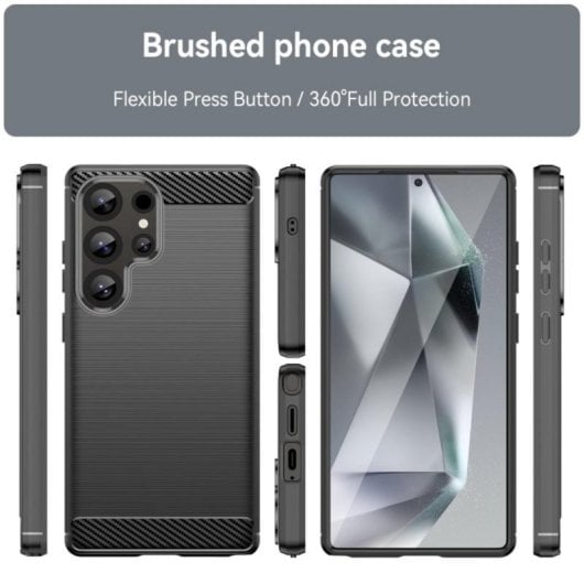 Funda Fibra de Carbono Silicona y Policarbonato Esquinas Redondeadas Amortiguador de Aire