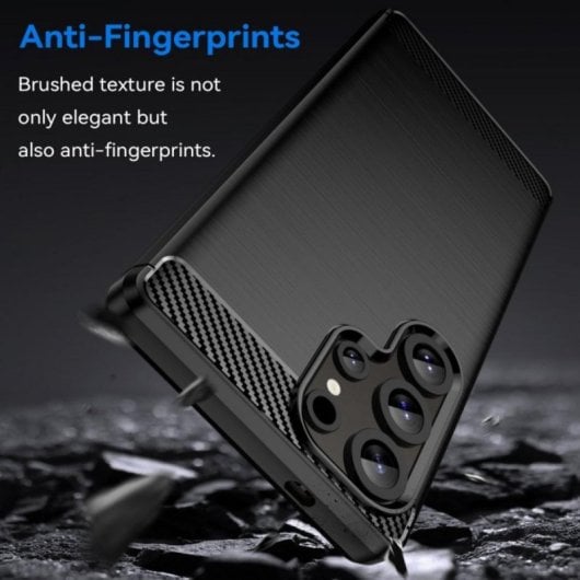 Funda Fibra de Carbono Silicona y Policarbonato Esquinas Redondeadas Amortiguador de Aire