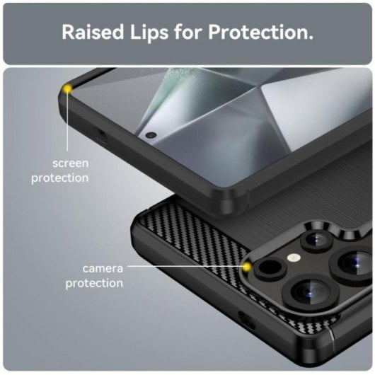 Funda Fibra de Carbono Silicona y Policarbonato Esquinas Redondeadas Amortiguador de Aire