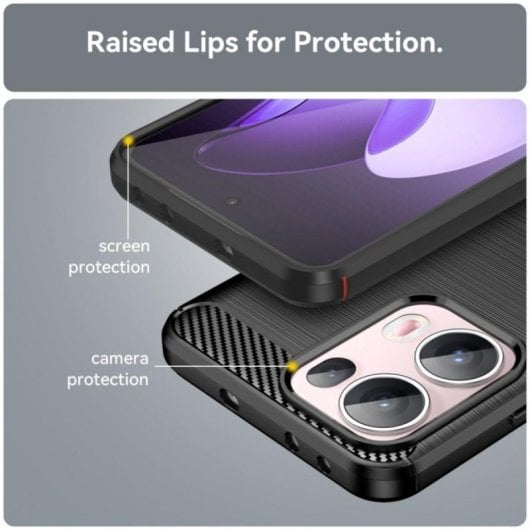 Funda Móvil Fibra de Carbono Silicona Policarbonato Protección Antigolpes Antihuellas