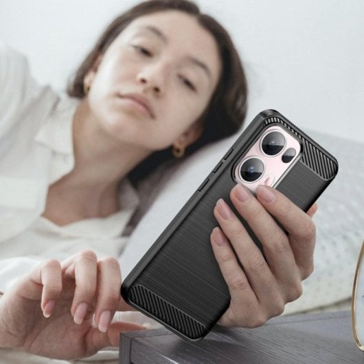 Funda Móvil Fibra de Carbono Silicona Policarbonato Protección Antigolpes Antihuellas