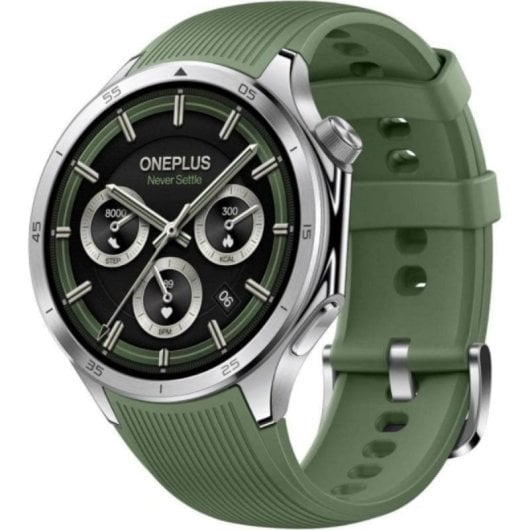 OnePlus Watch 3 GPS NFC 46mm AMOLED Acciaio Inox Argento Cinturino Verde Resistente 5ATM+IP68