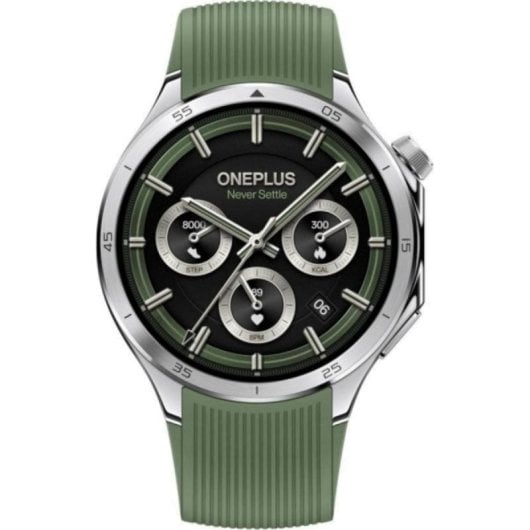 OnePlus Watch 3 GPS NFC 46mm AMOLED Acciaio Inox Argento Cinturino Verde Resistente 5ATM+IP68