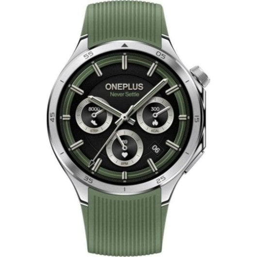 OnePlus Watch 3 GPS NFC 46mm AMOLED Acier Argent Bracelet Vert Étanche 5ATM IP68 SpO2