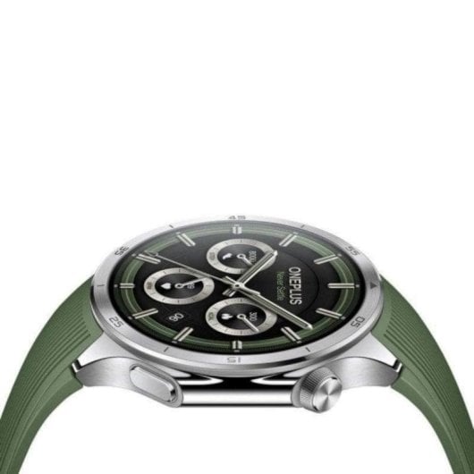 OnePlus Watch 3 GPS NFC 46mm AMOLED Acier Argent Bracelet Vert Étanche 5ATM IP68 SpO2