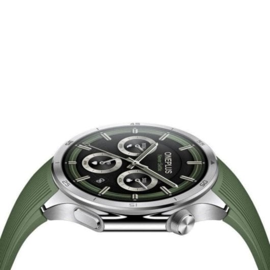 OnePlus Watch 3 GPS NFC 46mm AMOLED Acciaio Inox Argento Cinturino Verde Resistente 5ATM+IP68