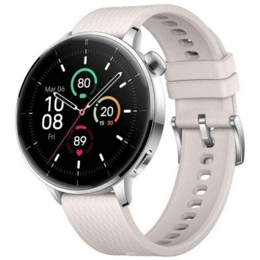 OnePlus Watch 3 GPS NFC 43mm AMOLED Acier Inox Argent Bracelet Blanc M Étanche 5ATM IP68 SpO2